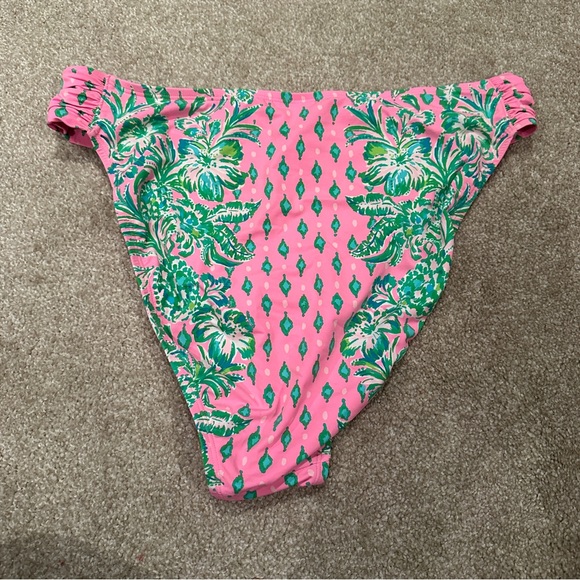 HIGH WAISTED CLANCY BIKINI BOTTOM - PINK SHANDY OH DIAMOND GIRL ENGINEERED - Picture 5 of 8